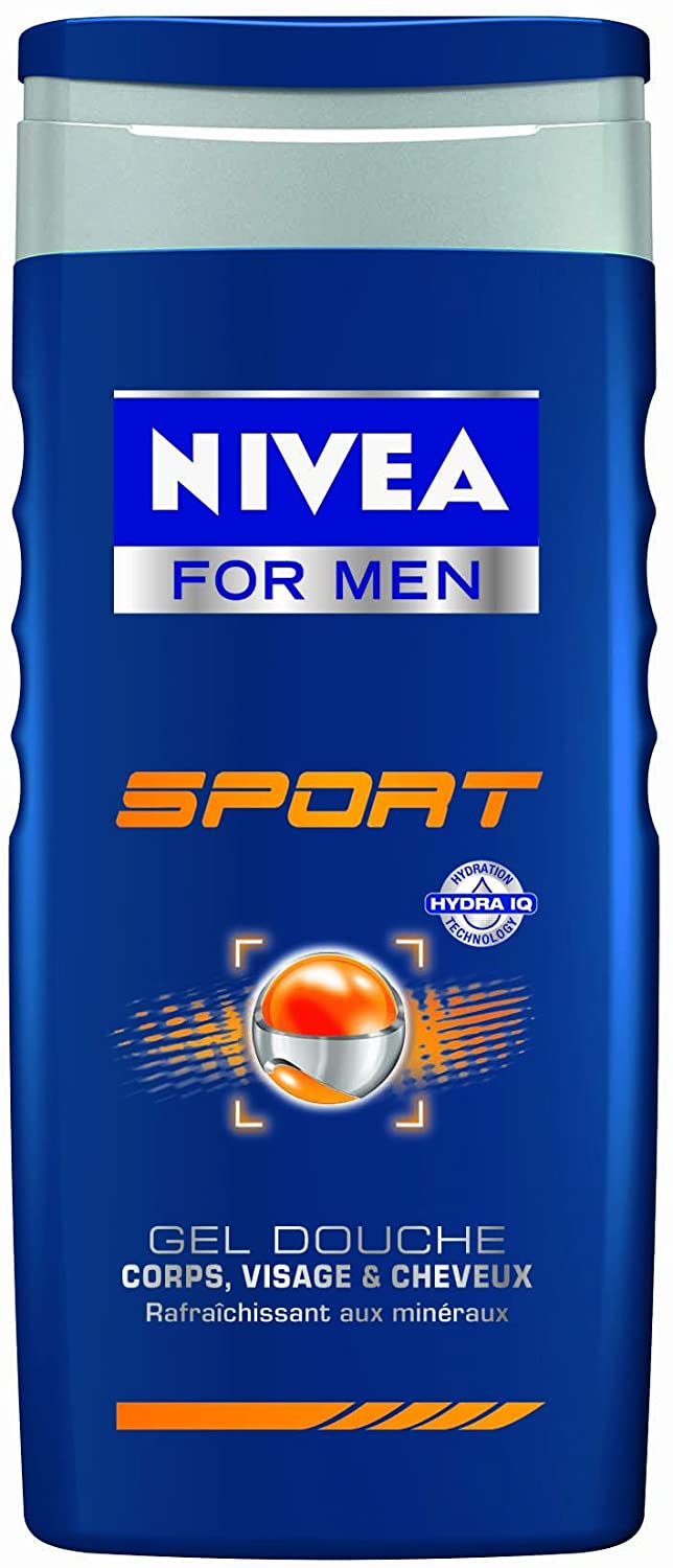 Nivea bathcare - Sport For Men Shampoo Shower Gel - 250 ml - Pack of 2, 1 count (Pack of 2)
