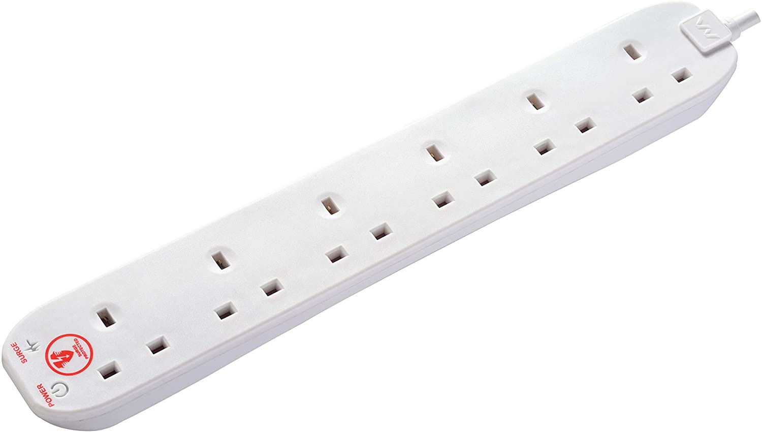 Masterplug Six Socket Extension Lead, 2 Metre Cable, Surge Protection, Power and Surge LED Indicators, Unswitched - Image 2