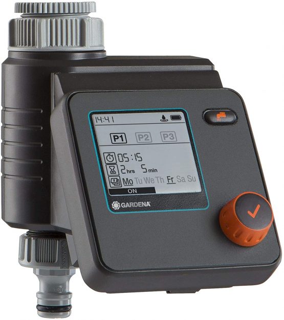 Gardena Select irrigation control, black, gray, orange