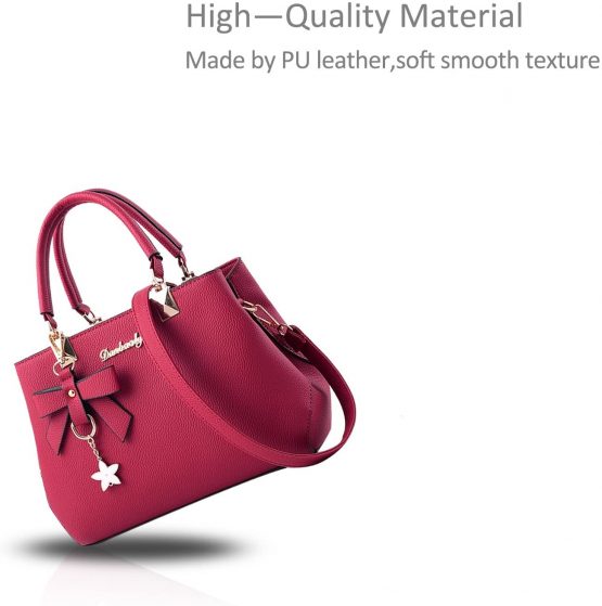 NICOLE & DORIS Women's Handbag PU Leather Shoulder Bag Travel Top Handle Bag Fashion Crossbody Bag with Bowknot Pendant - Image 3