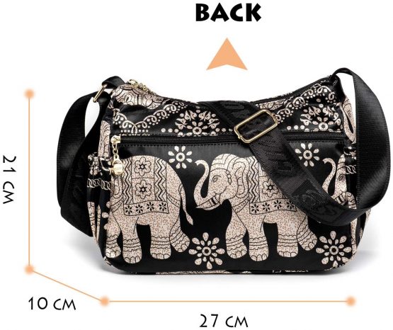 Ethnic Elephant Hobo Shoulder Bag for Women - Lightweight Ladies Cross-Body Handbags - 8 Pockets Medium Size Women Bags - Daily Travel Shopping Messenger Bag Side Bag - Image 3