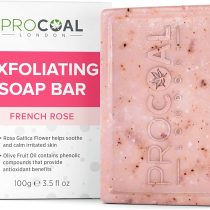 French Rose Exfoliating Natural Soap 100g by Procoal - Vegan Soap Bar For Soft, Refreshed And Decongested Skin, Glycerin Soap, Hand, Body, Shower & Cruelty-free