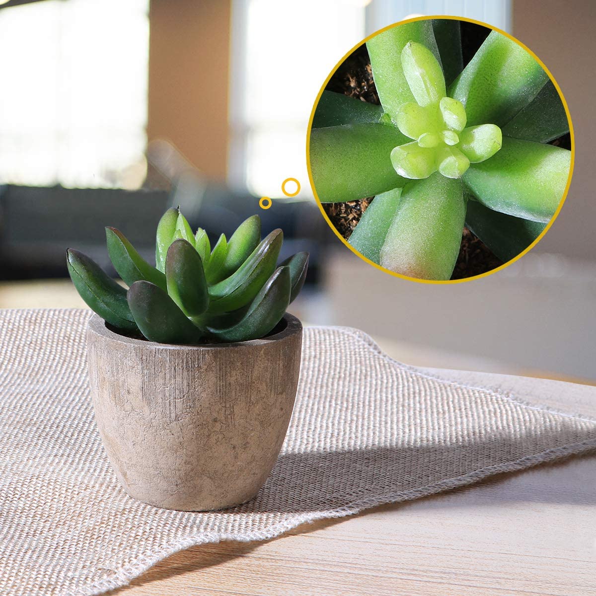 Ounona Artificial Succulent Plants with Pots Table Decoration Home Balcony Office Decoration Set of 3 for Home Office Decor - Image 2