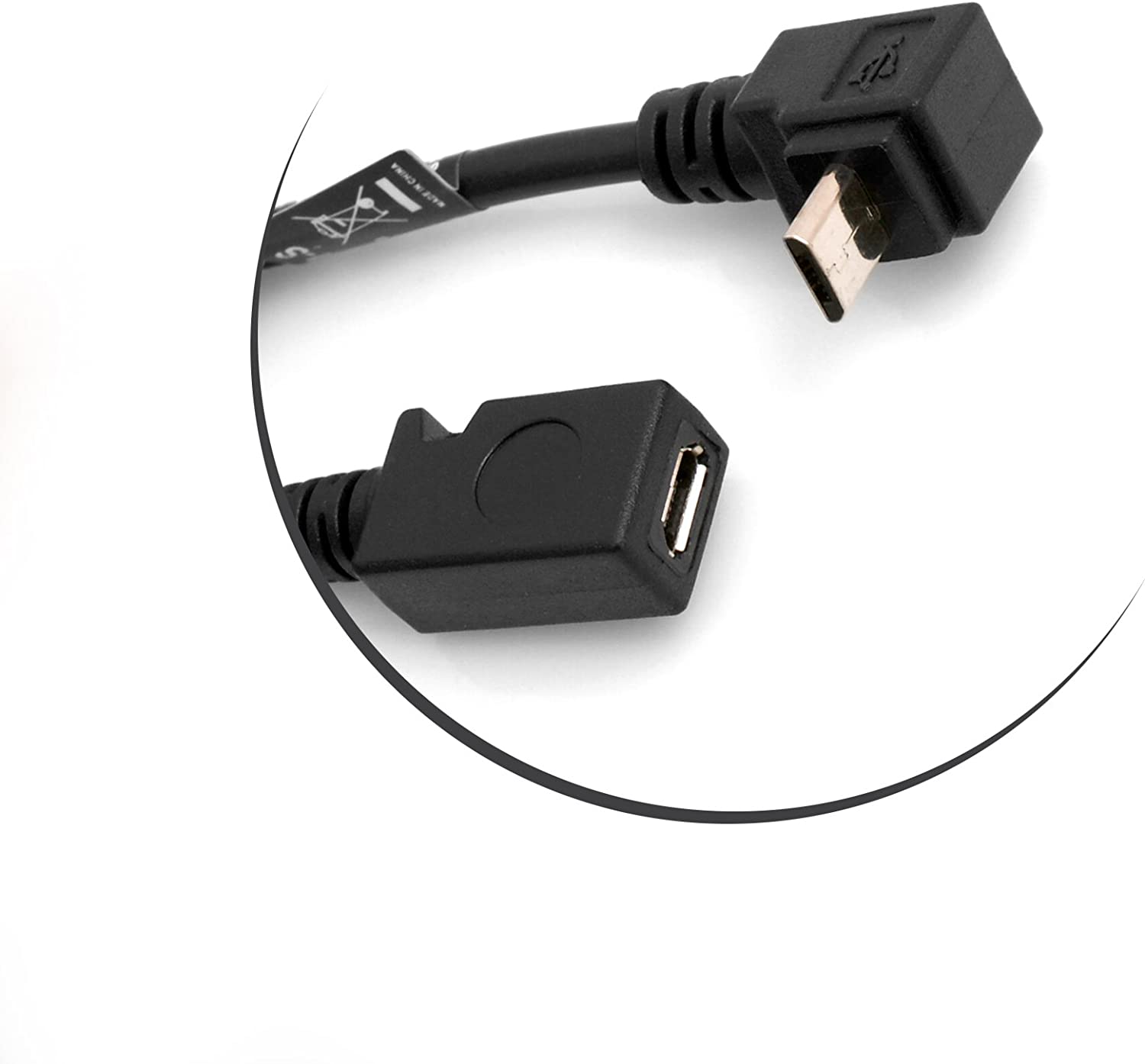 System-S Micro USB 90° Down Angle to Micro USB Adapter Cable Data Cable Charging Cable Extension 27 cm - Image 4