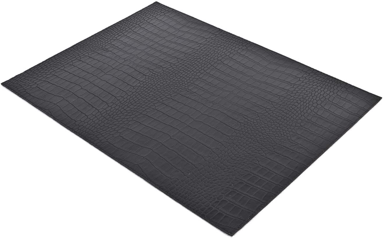SIGNATURE HOME COLLECTION AP-104-A03 Table Set, Crocodile Print Leather, Set of 6, Reversible and Wipe-Clean, Black, 0.5 x 45 x 33 cm - Image 3
