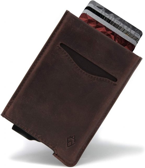 AKIELO RFID Blocking Card Wallet and Gift Box – Stylish Leather Credit Card Holder – Contactless Credit Card Protector (Alpha Collection)