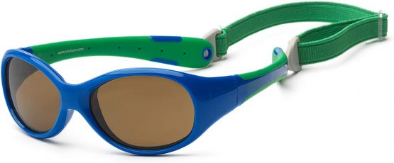 Koolsun Boys Baby Sunglasses Flex 3-6 Years Royal & Green 100% UV Protection – with Detachable Head Band | Optical 1, Category 3
