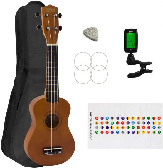 Soprano Ukulele for Beginners in Natural with FREE Uke Bag & Tuner