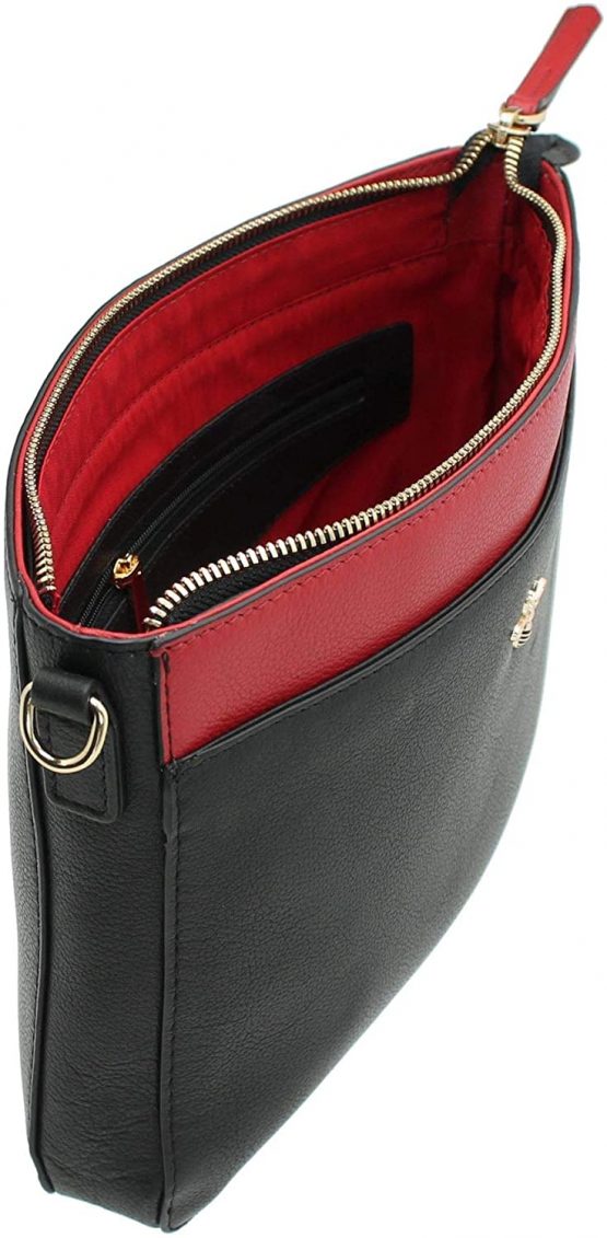 Mala Leather Mason Collection Small Leather Shoulder/Cross Body Bag 7191_27 Black/Red - Image 4