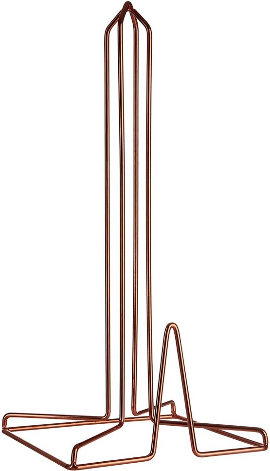 Premier Housewares 507559 Vertex Kitchen Roll Holder - Copper Plated , 15 x 15 x 31 cm