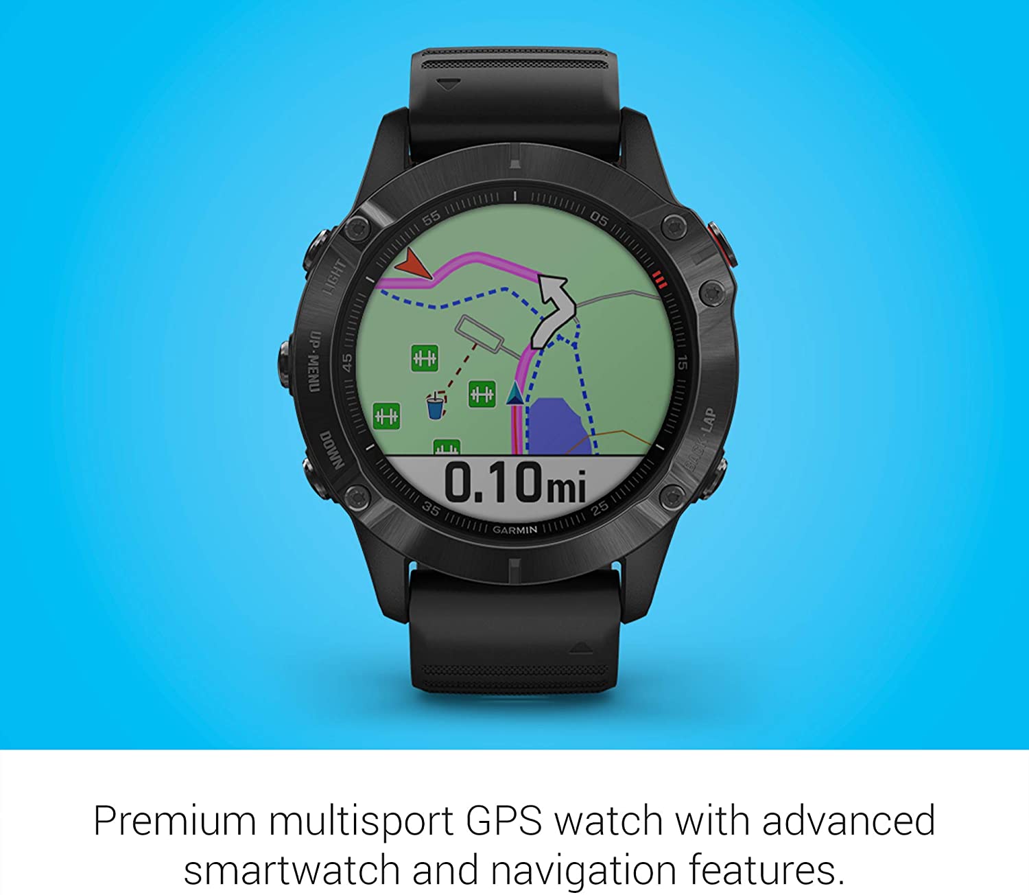 Garmin fēnix 6 Pro, Ultimate Multisport GPS Watch, Features Mapping, Music, Grade-Adjusted Pace Monitoring and Pulse Ox Sensors, Black with Black Band - Image 2