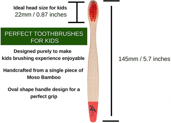 Kids Bamboo Toothbrushes | Organic & Eco-Friendly | 5 Pack in Rainbow Colours | Soft & Gentle BPA-Free Bristles | Children’s Natural Wooden Toothbrush | Biodegradable | Plastic-Free Packaging - Image 4