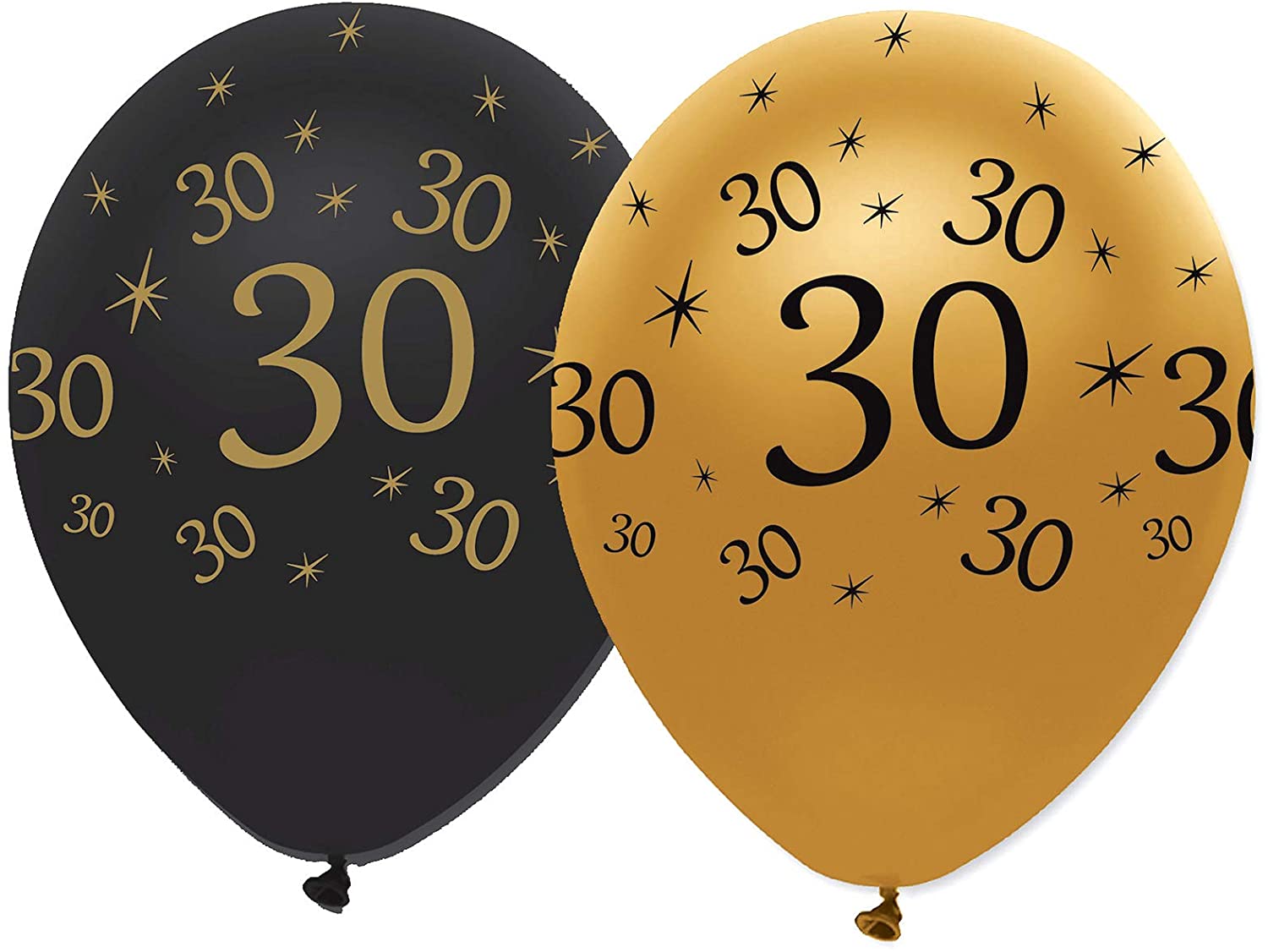Generique 30Th Black & Gold Balloons 6Pk Red one size