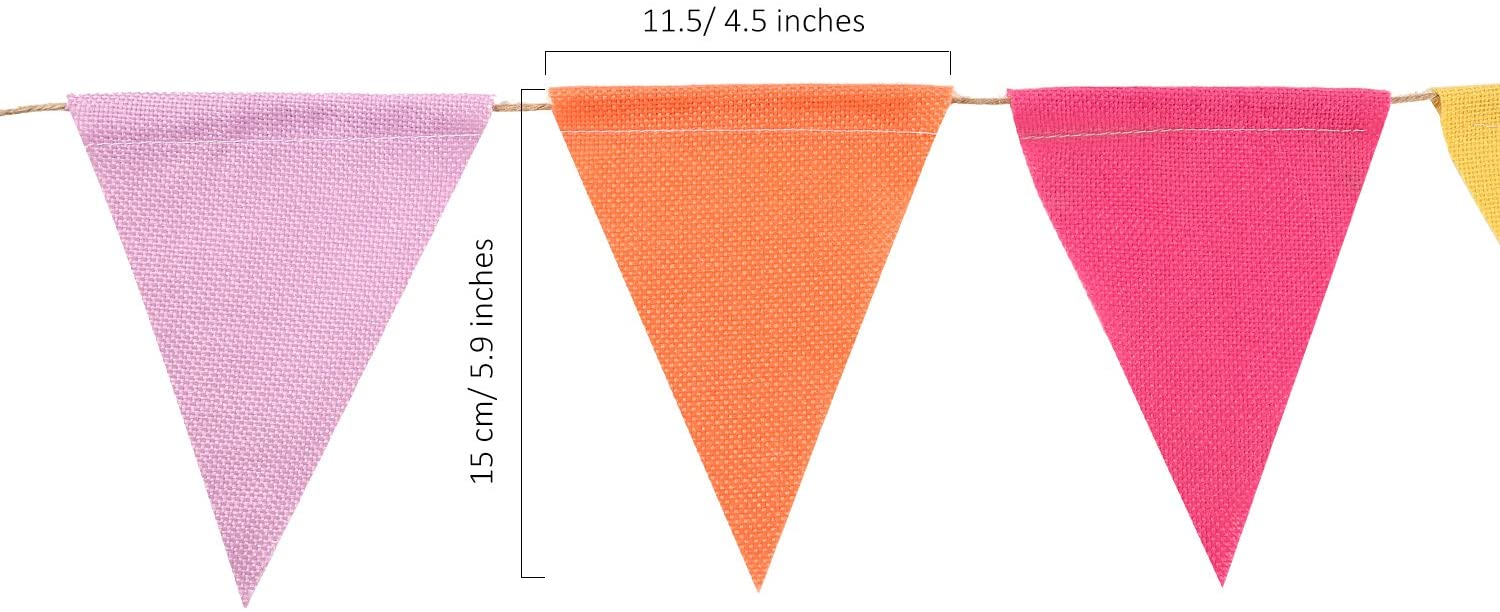 Hestya Multicolor Pennant Banner 42 Pieces Triangle Flag Bunting for Party Hanging Decoration, Yellow,orange,blue,green,red,purple - Image 2