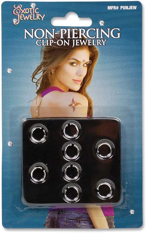Bristol Novelty BA715 Clip On Body Piercing Jewelry, Unisex-Adult, One Size Halloween, Silver