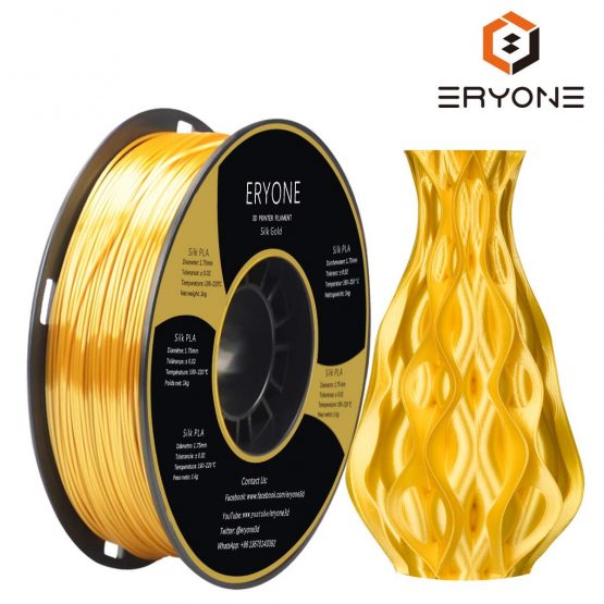ERYONE Silk PLA Filament for 3D Printer, 1.75mm, Tolerance: ±0.03mm, 1kg (2.2LBS)/Spool, Gold