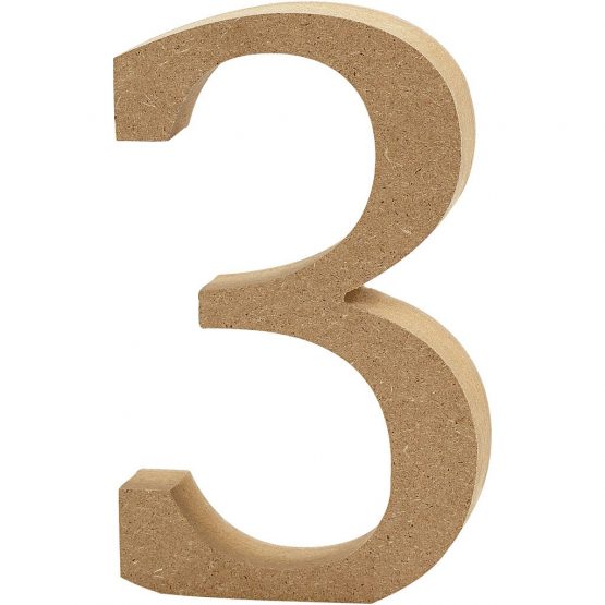 Number, H: 8 cm, MDF, 3, 1pc - Image 2