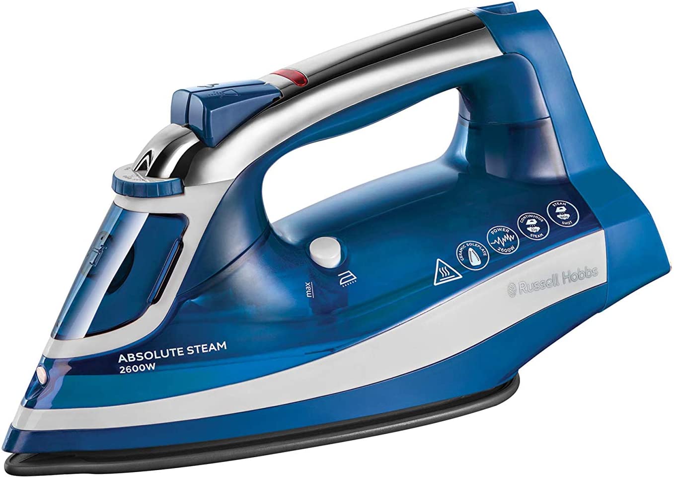 Russell Hobbs Absolute Steam Iron, Ceramic soleplate, Even Steam design, 150g Steam Shot, 30g Continuous steam