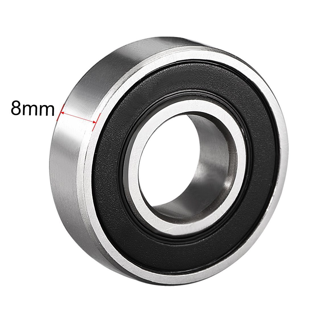 sourcing map 6001-2RS Ball Bearing 12mm x 28mm x 8mm Double Sealed 180101 Deep Groove Bearings High Carbon Steel Z1 2pcs - Image 3