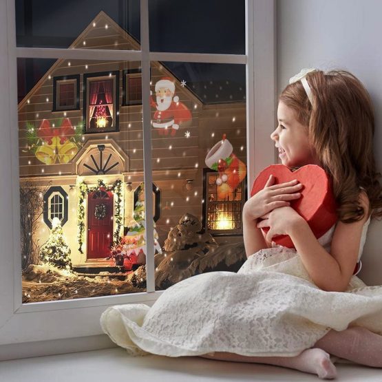 TEDD Christmas Projector Lights Waterproof Led Landscape Lamp 12 Replaceable Lens Christmas Decorations Moving Snowflake Spotlight Star Shower Indoor Outdoor for Xmas Party Garden House Home Wall - Image 2