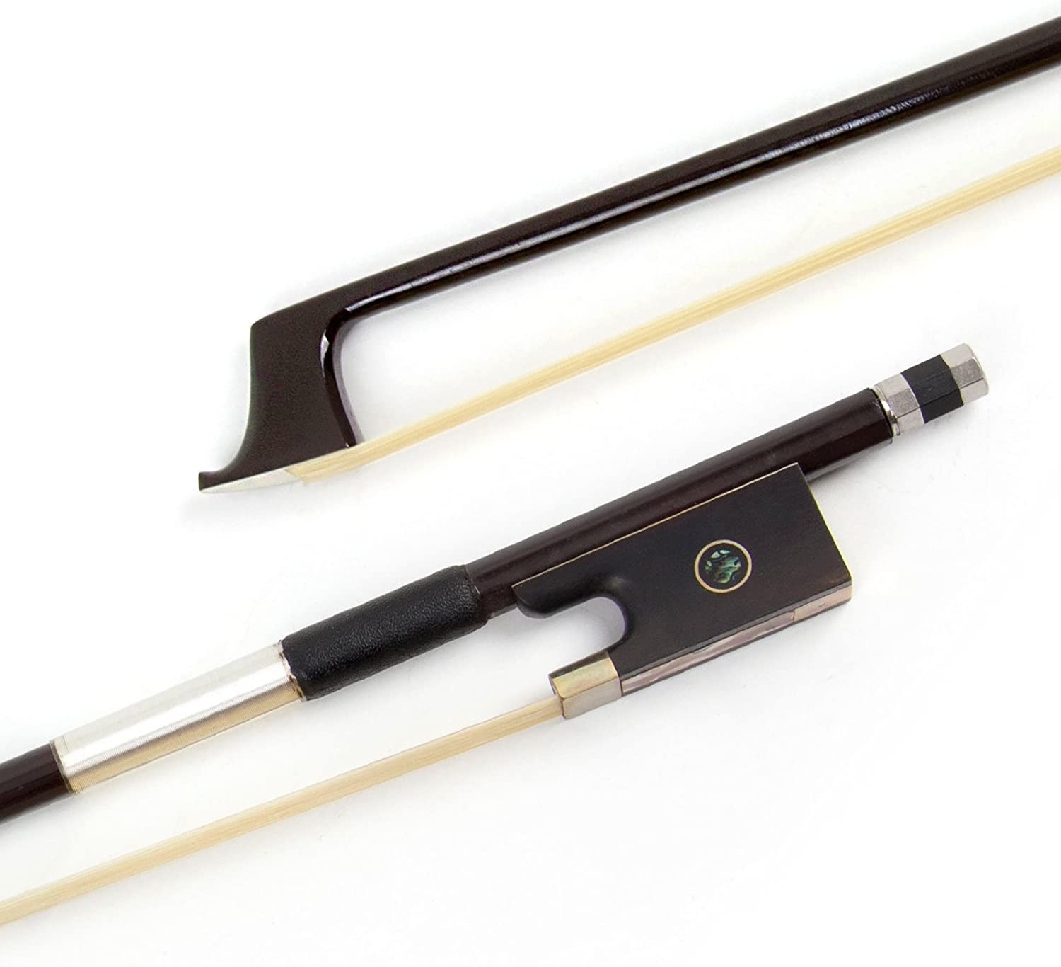 Kmise Violin Bow 3/4 Brown Carbon Fibre Violin Bows with Mongolian Horse Hair Abalone Shell Inlay Frog