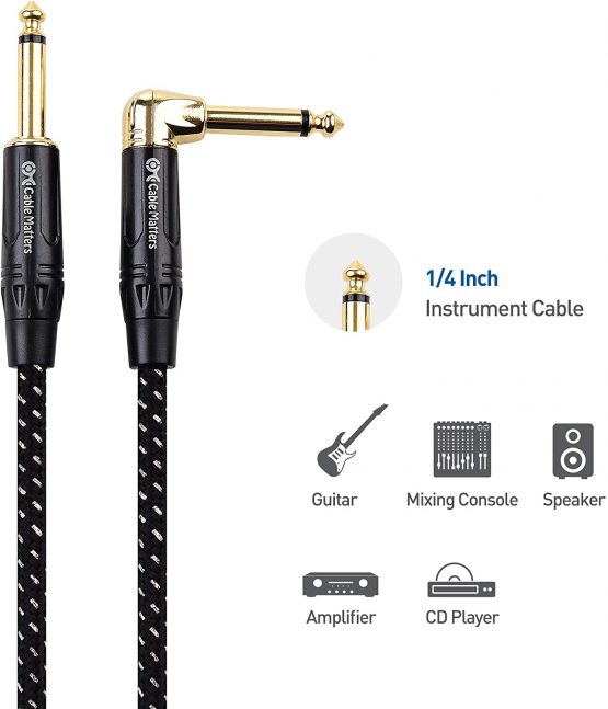 Cable Matters 2 Pack 6.35mm TS Straight to Right Angle Guitar Cable, 6.35mm Instrument Cable - 1.8m - Image 4