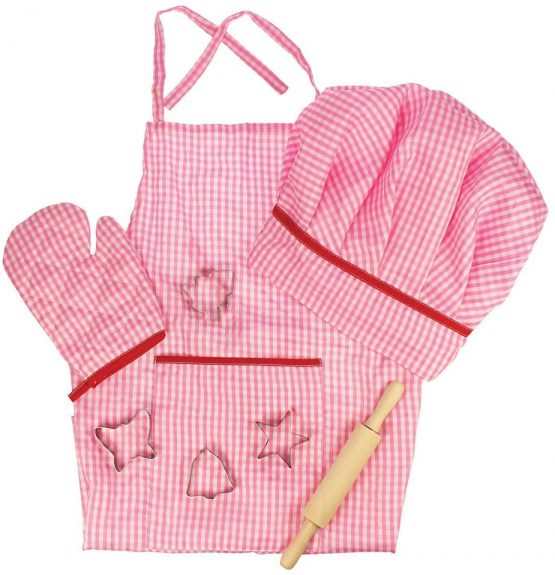 Bigjigs Toys Pink Chef's Dress Up Set with Baking Accessories