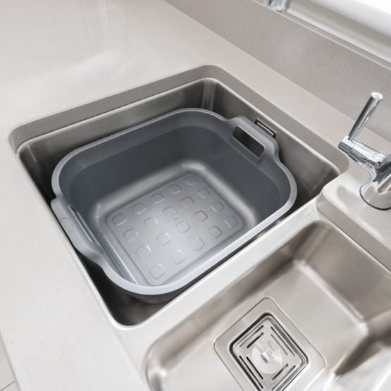 Addis 517935 Large Rectangular 10 Litre Washing Up Bowl with Handles, Metallic Silver, 39 x 32 x 14 cm - Image 3