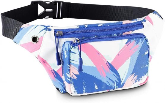 HAWEE Sport Waist Bag Fanny Pack Unisex Lightweight Bum Bag Waist Pack Fanny Bag Multicolor Running Pouch with Adjustable Belt and Headphone Jack for Men Women Outdoor Travel Hiking Jogging Cycling