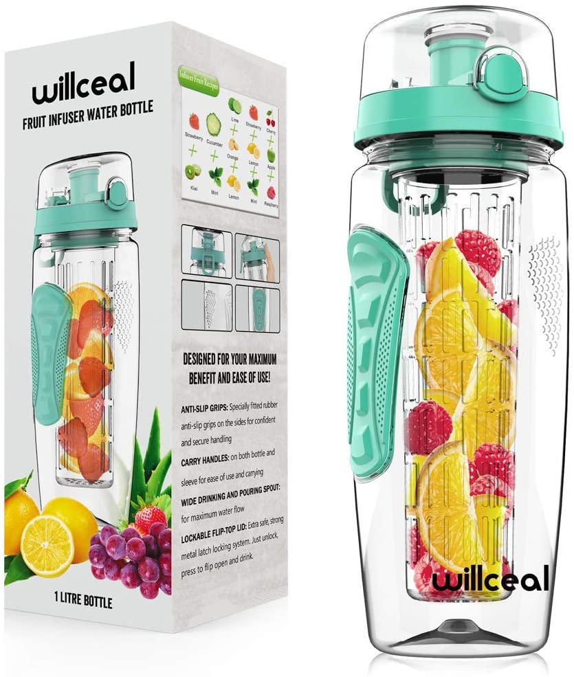 willceal Fruit Infuser Water Bottle 32oz Durable, Large – BPA Free ...