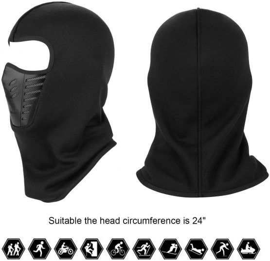 TAGVO Warm Balaclava Full Face Mask Cover with Breathable Mesh Silicone Panel, Winter Fleece Neck Warmer Wind Proof, Fit Helmet Hat for Adults - Elastic Size Universal - Image 2