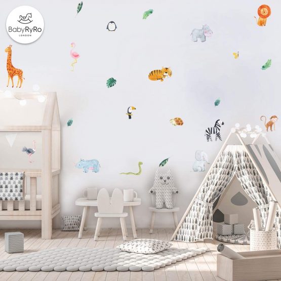 Animal Wall Stickers Kids, Jungle Wall Stickers, Safari Animals Nursery Wall Stickers for Bedrooms. Stylish Colourful Baby Wall Stickers for Nursery - Image 4