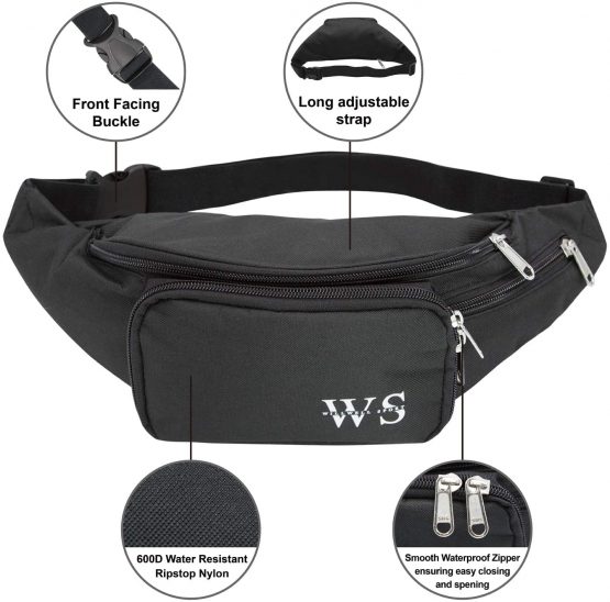 WILLWELL SPORT Bum bag Bum Waist bag 4 zip pockets for Travel Hiking Outdoor sport Security Waist Pouch Holiday Money Hip Pouch Lightweight Waterproof Material Protect Your Conceal Valuable - Image 2
