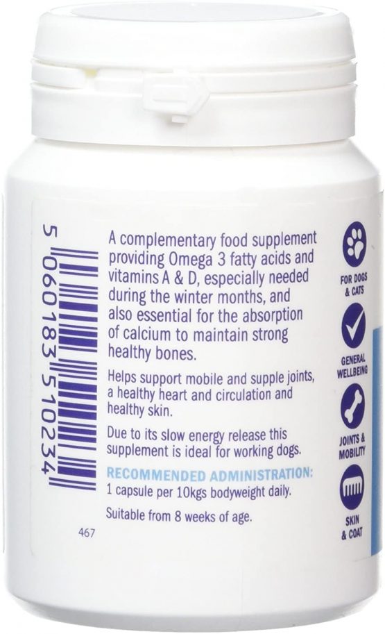 Dorwest Herbs Cod Liver Oil Capsules for Dogs and Cats 100 Capsules - Image 3