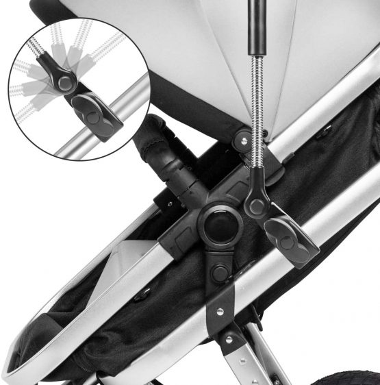 RIOGOO Baby Pram Umbrella Universal Parasol Umbrella 50+ UV Baby and Infant Sun Protection Umbrella with Umbrella Handle for Pram, Stroller, Pushchair and Buggy-Black - Image 3