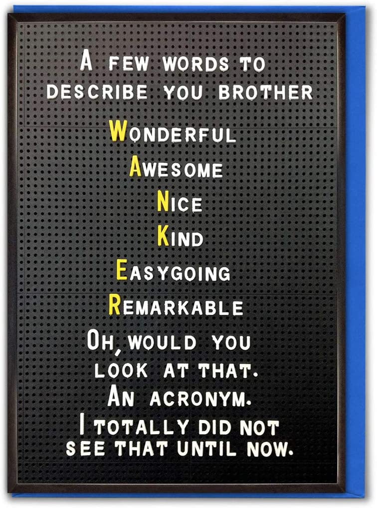 Brainbox Candy, Funny Brother Birthday Cards, Rude Cheeky Insulting Brother Card, 'Acronym Design'
