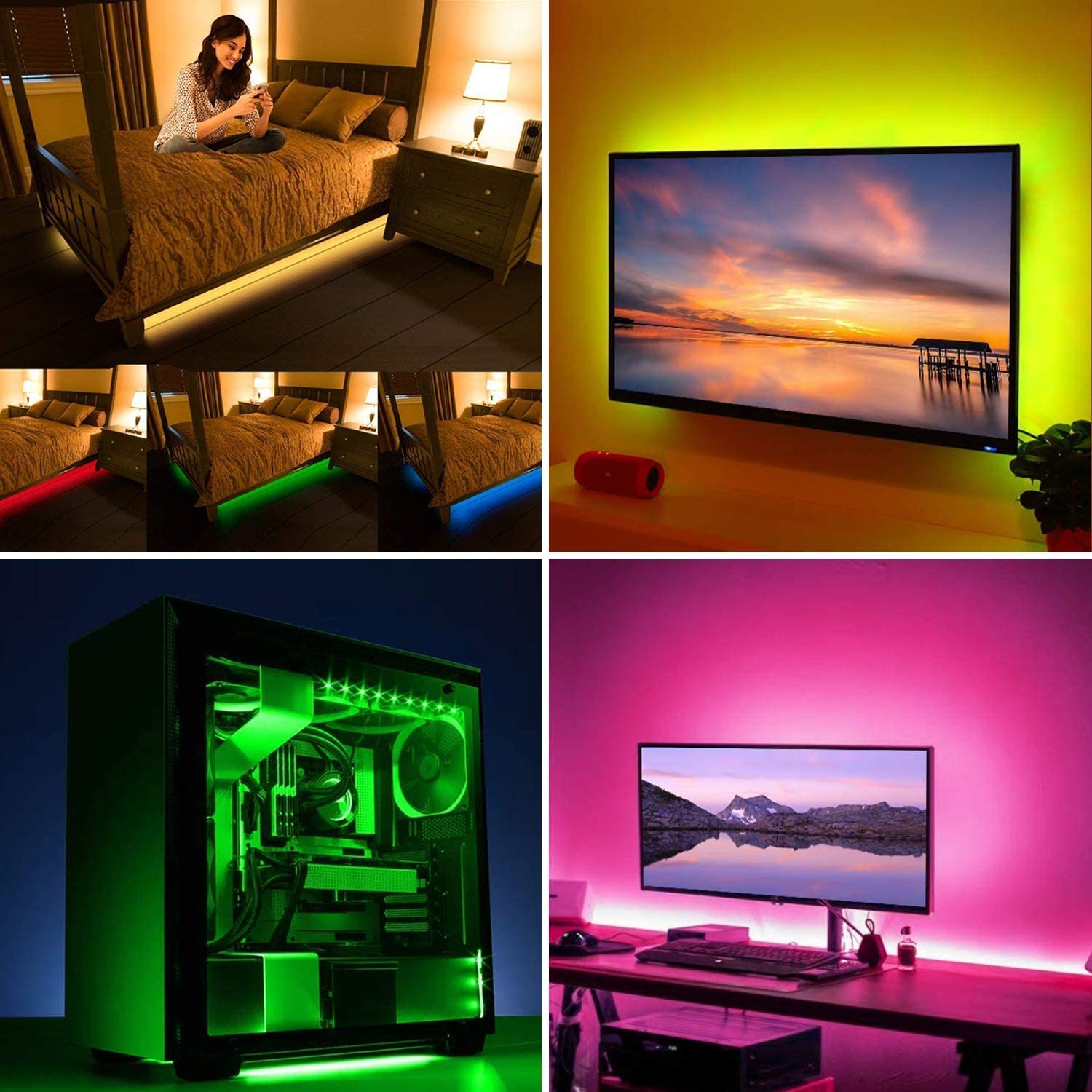 Tv Backlight Strp LED TV Backlight Strip Lights – RGB LED TV Neon bias Lighting Strips 2M ...