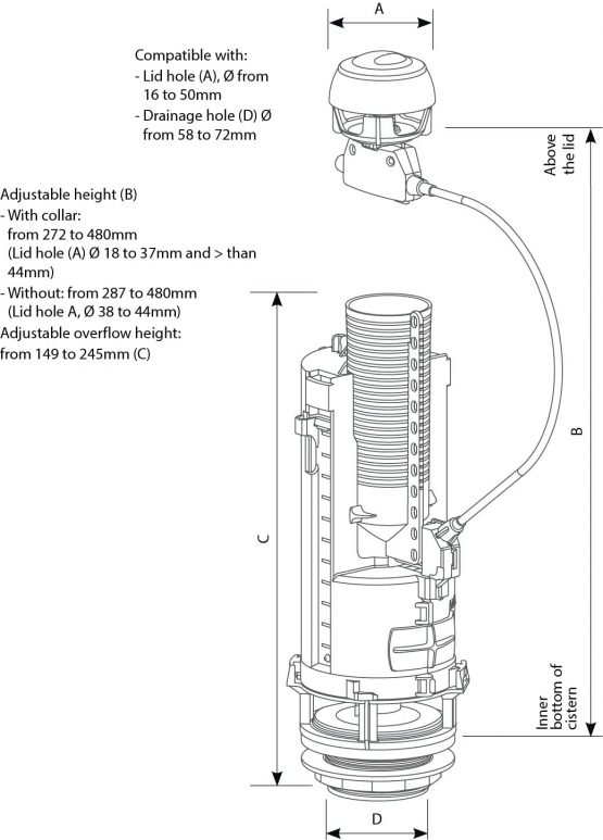 Siamp 32500007 Optima 50 Flushing Mechanism, White - Image 2