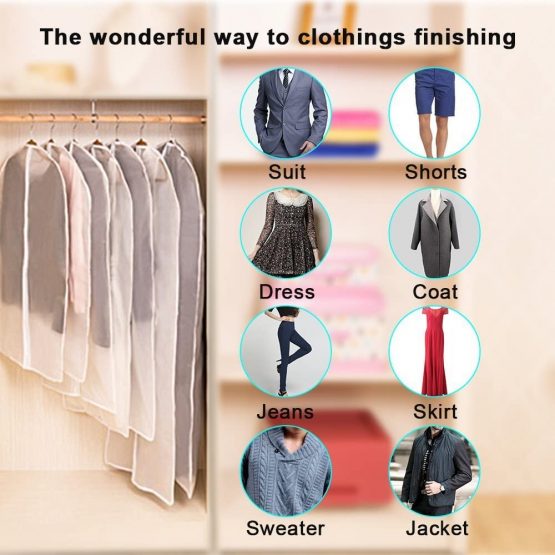 BREEZO Clothes Covers, Pack of 6 PEVA Dustproof Garment Covers Damp-proof Garment Bag, Full Zipper Suit Bag, Washable Waterproof Transparent Dress Cover (3pcs 60 * 100cm +3pcs 60 * 120cm) - Image 4