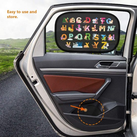 Car Window Shades For Baby, Car Sun Shades For Kids Blocks UV Rays, Universal Car Sunshades for babies with UV Protection 51*31 CM Suitable For Most Vehicles 2 Pack Colorful - Image 3