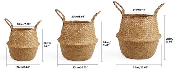 BlueMake Woven Seagrass Belly Basket for Storage Plant Pot Basket and Laundry, Picnic and Grocery Basket (Medium, Original) - Image 2