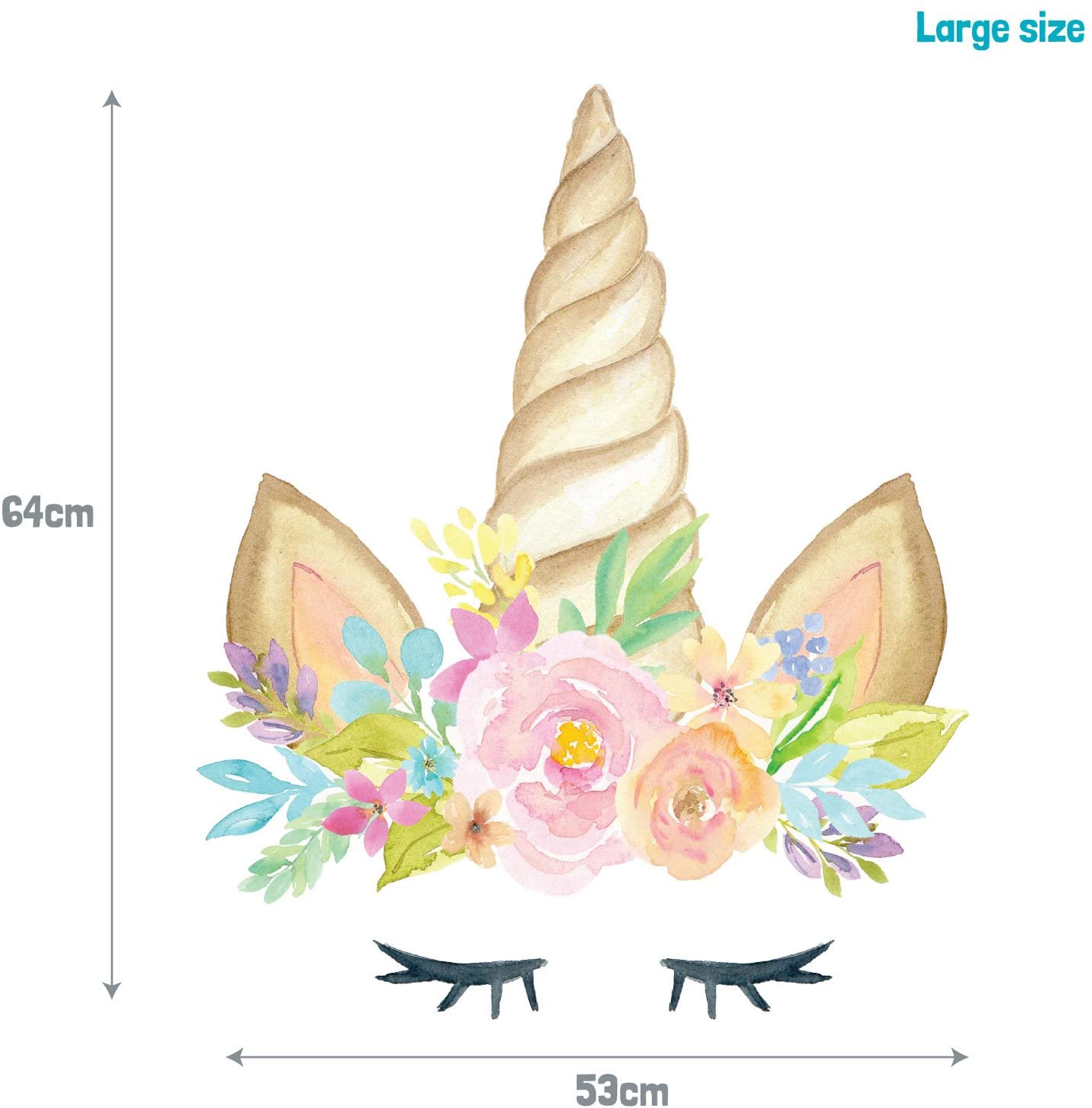 Stickerscape Unicorn horn wall sticker (Plain - Large size), No Glitter Effect - Image 2