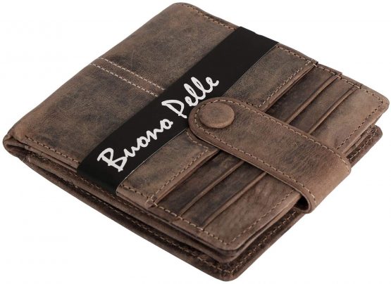 Leather Mens Wallet with RFID-RFID Leather Wallets for Men Designer BUONO PELLE Genuine Real Leather Wallet with Large Zip Coin Pocket/Pouch Gift Boxed (Distressed Brown) - Image 3