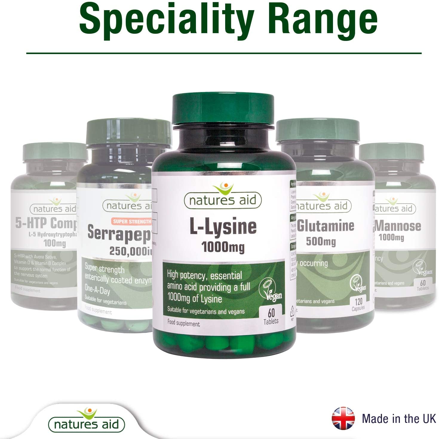 Natures Aid L-Lysine 1000mg, High Strength Essential Amino Acid, Supports Immune System, Muscle Recovery, Collagen - Image 2