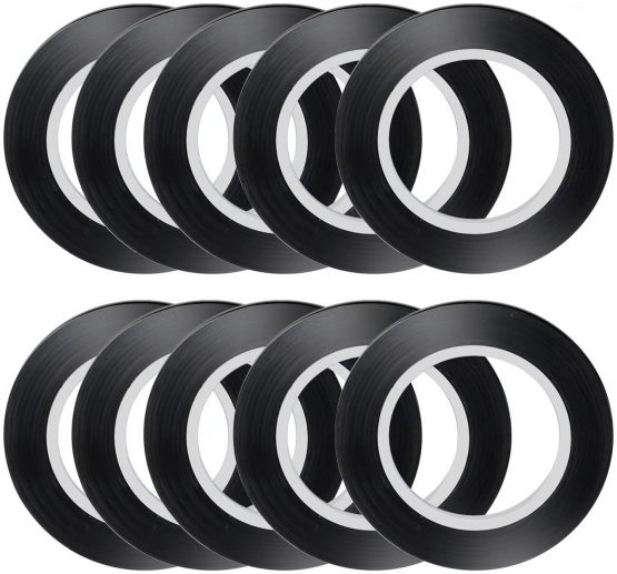 AIEX Chart Tape Whiteboard Gridding Graphic Tape Black 3mm Width Self Adehesive Tapes for School, Office and Home (10 pcs)