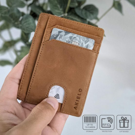 AKIELO RFID Blocking Credit Card Holder and Gift Box – Ultra Slim Wallet for Men – Minimalist Card Wallet (Bravo Collection) - Image 3