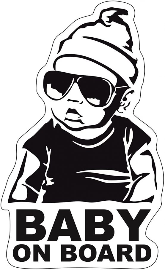 Baby on Board Sticker 12 x 7 cm Finest Folia Car Sticker UV Weatherproof Waterproof Hangover R042 (Boy, Baby on Board)