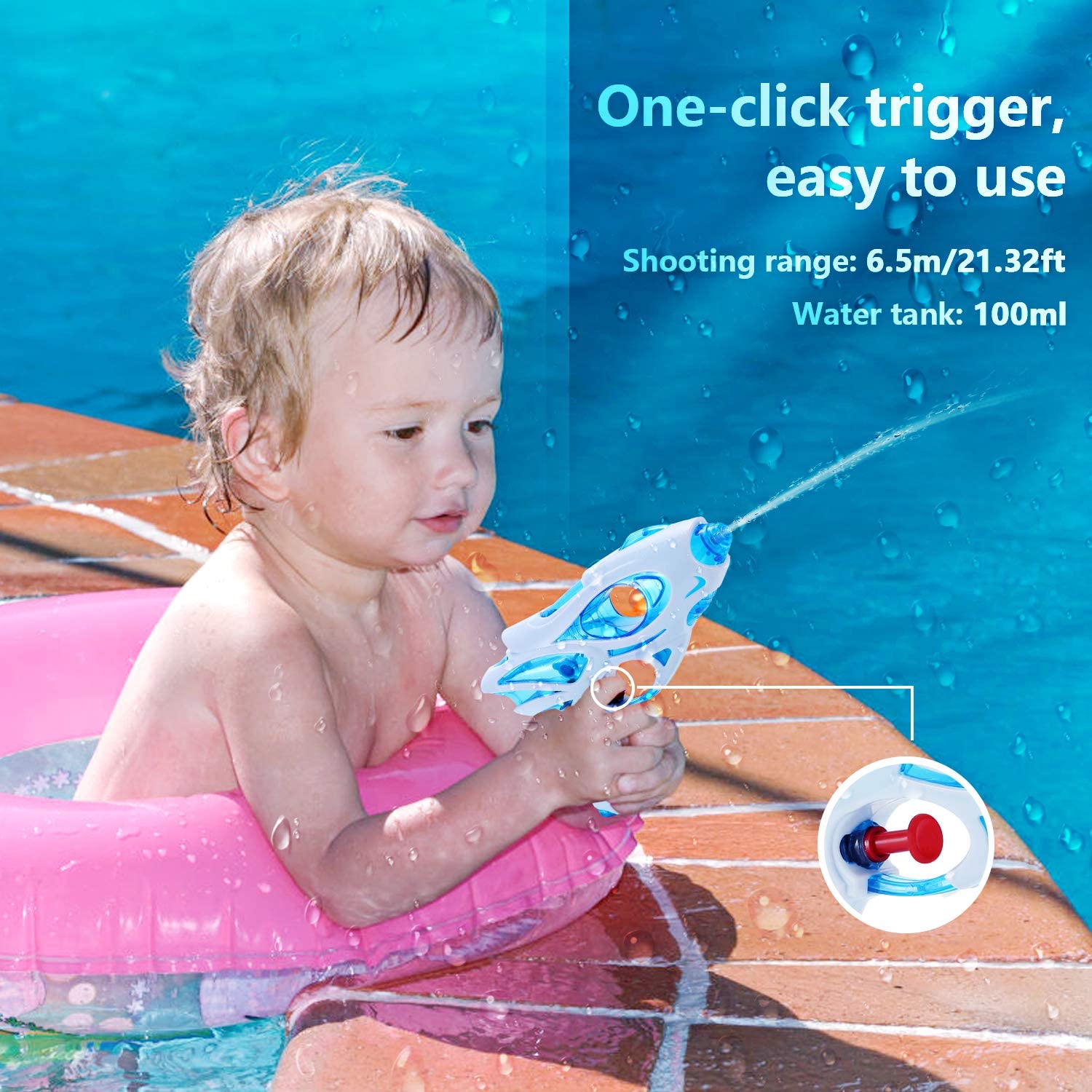 Ucradle Water Pistols For Kids,3Pack Super Gun Blaster Cool Small Pistol Guns Outdoor Beach Garden Toy Pool Bath Party Water Fighting Toys For Children Girls Boys - Image 2