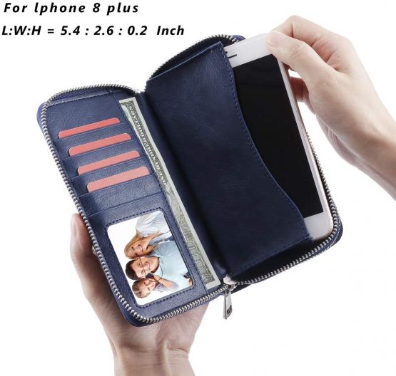 HAWEE Long Clutch Wallet for Women Dual Zipper Cellphone Holder Ladies Wristlet Purse with Multiple Card Slots for Coin Cash Bill - Image 3