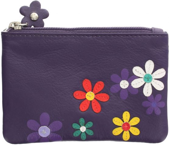 Mala Leather CARA Collection Coin Purse with Keyring 4108_73 Purple